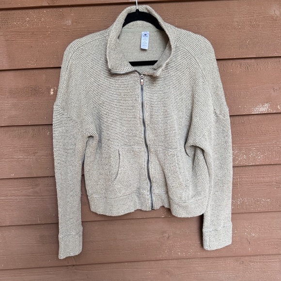 90 Degree By Reflex Beige Soft Knit Kids Zip-Up Sweater size Large - Picture 1 of 4